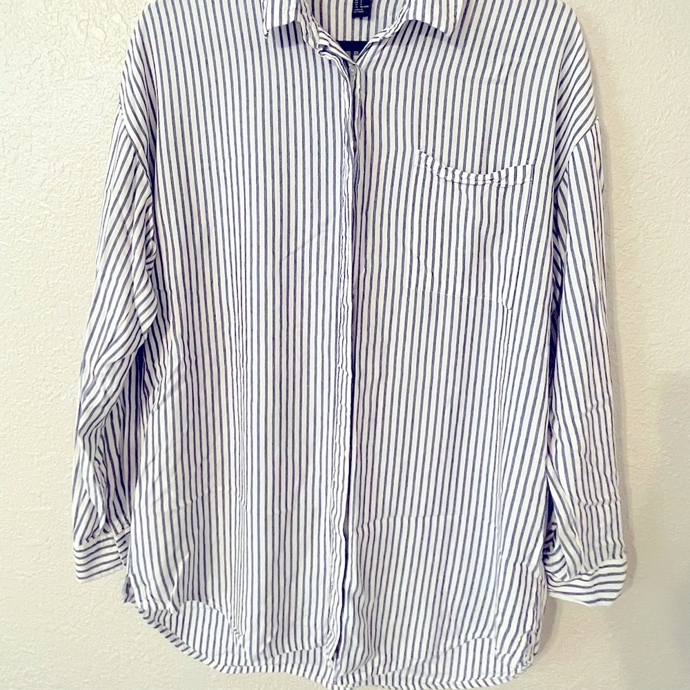 Forever 21 striped button down blouse - size S